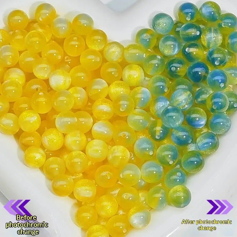 10mm UV Reactive Cat Eye Resin Round Beads 10Pcs Color Shift Spacer Beads DIY Handmade Jewelry Making Accessories Charms Qme A29