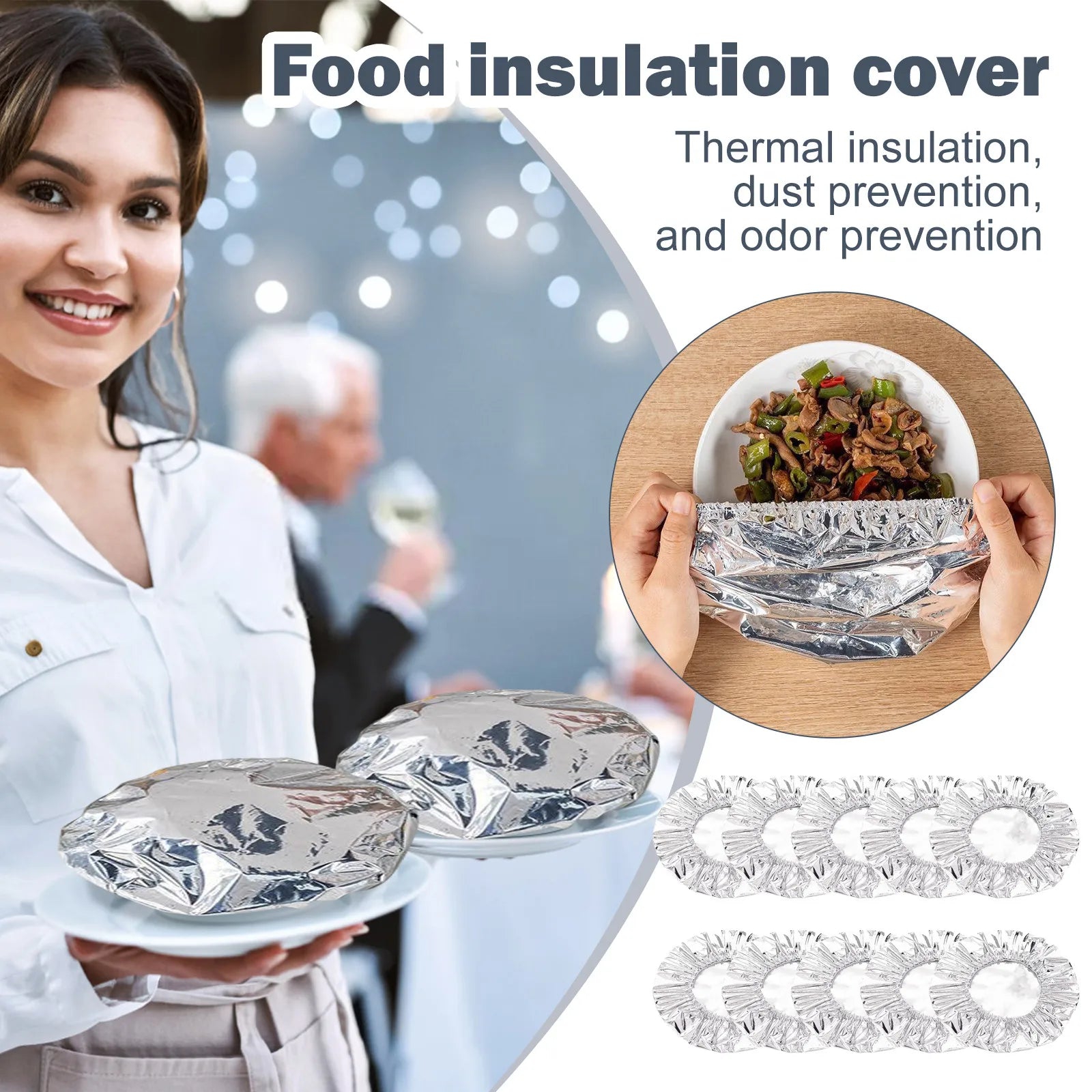 Insulation Cover Household Reusable Aluminum Foil Film Cover Bowls And Dishes Universal Kitchen Food Insulation Tools Qme