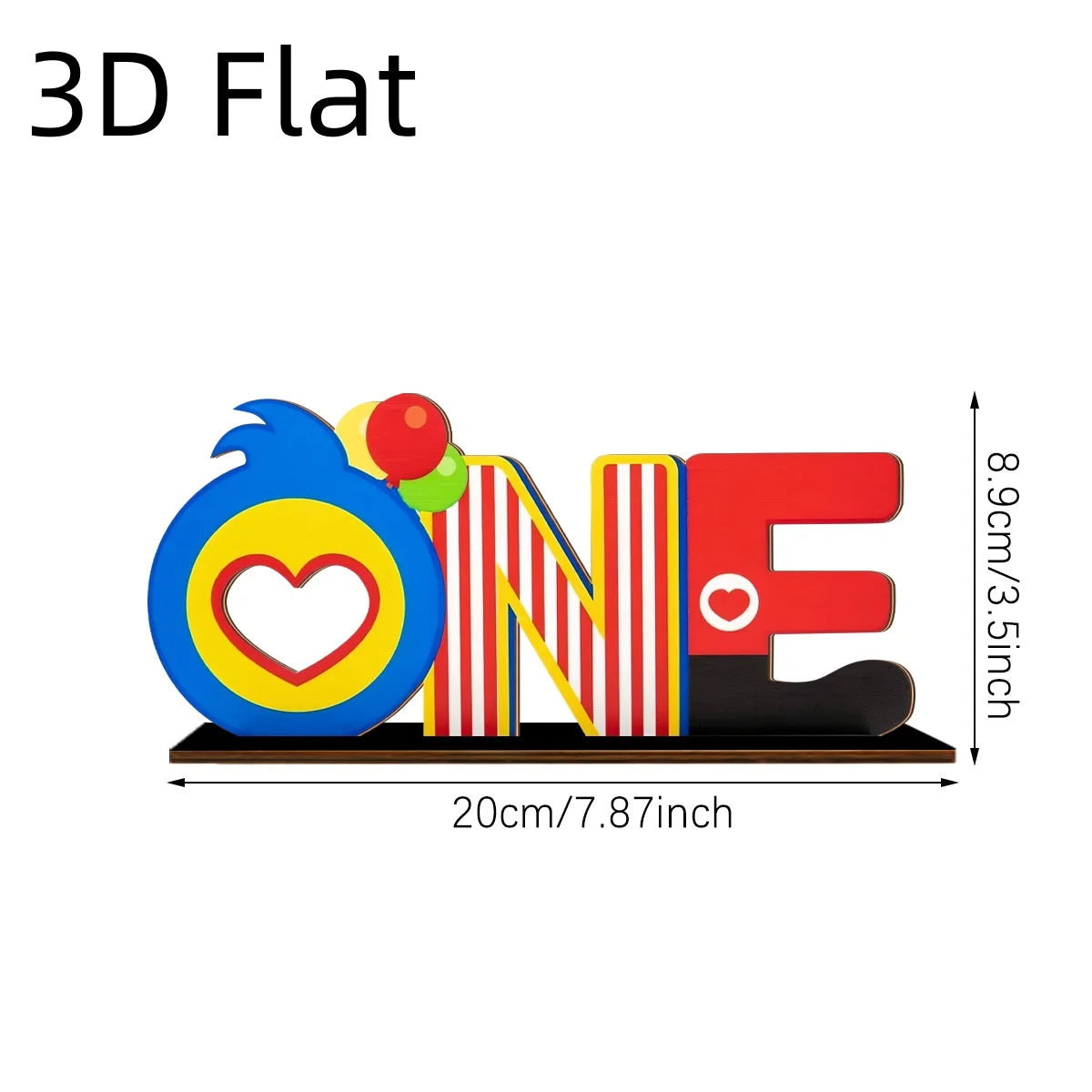 1SET 3D Carnival Wooden Desktop Ornament, Red, Blue, Yellow ONE Letters, Warm Birthday Commemorative Desktop Gift Qme