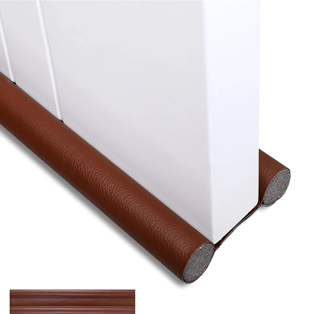 1-4pcs Self Adhesive Door Bottom Weatherstrip Sound Insulation Flexible Windproof Under Door Draft Rubber Foam Seal Strip Qme Double brown 1pc