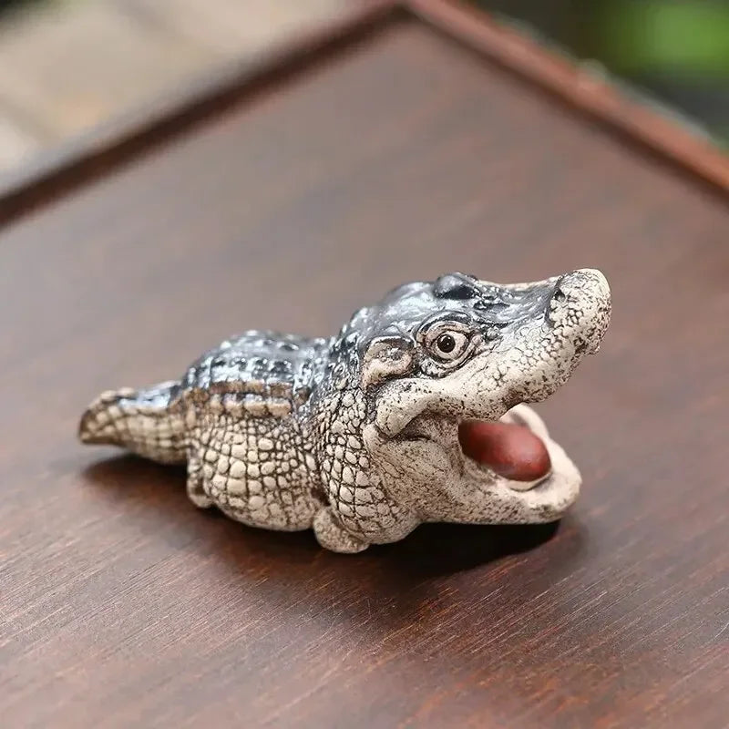 Mini Crocodile Tea Pet Teapot Ornaments Handmade Ceremony Play Room Qme 1pc Big mouth