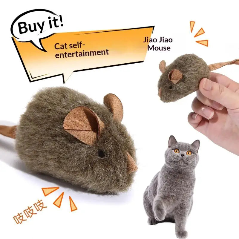 Plush Cat Toy Simulation Mouse Realistic Chirping Feature Kitten Qme