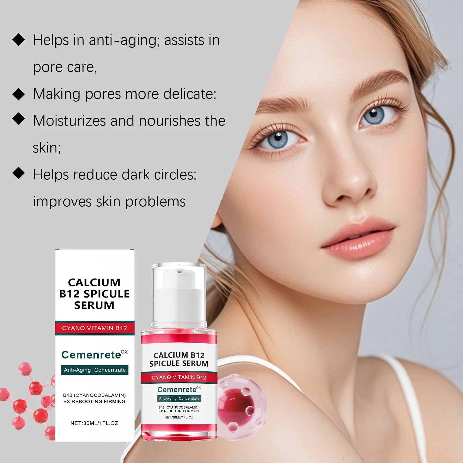 Calcium Skincare Set Anti-Aging Calcium Volume Facial Serum Eye Patches Multi Balm Fade Fine Lines Reduce Dark Circles Nourishes Qme