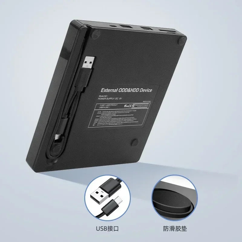 Slim USB 3.0 Dvd Burner, Dvd Portatil, External DVD Writer, Drive Burner, Reader Player, Optical Drives for Laptop PC Qme