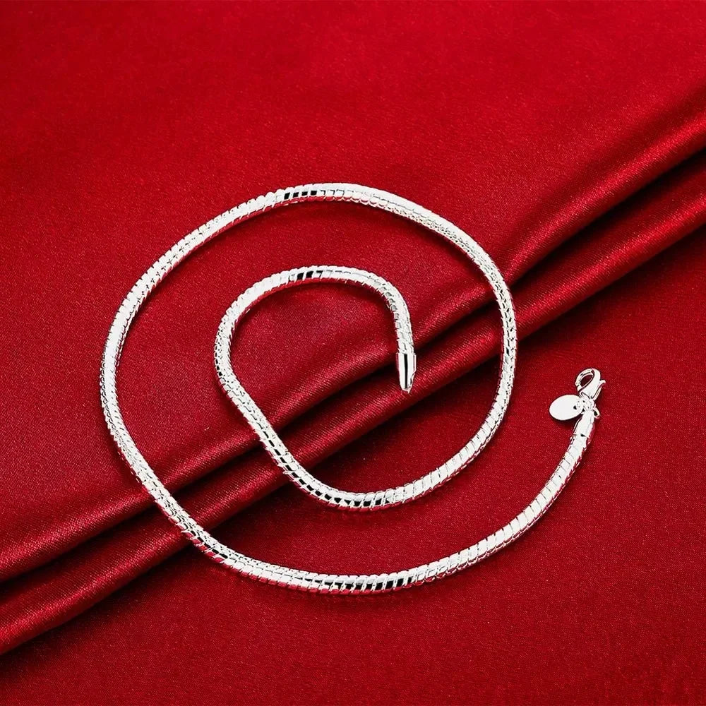 2pcs set 40-75CM 925 Sterling silver 3MM snake bone chain necklace bracelets fashion for men women jewelry wedding 16-30 inches Qme