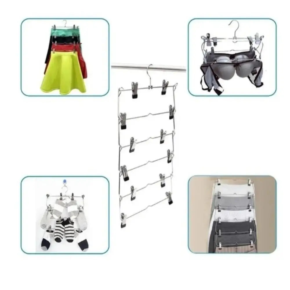 Multi-Functional Home Non-Slip Metal Pants Rack New Creative Stainless Steel Seamless Hanger Simple Storage Skirt Rack Qme