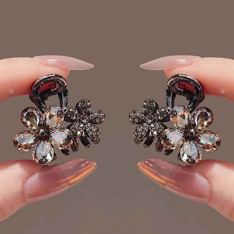 2pcs Fancy Decoration Sparkling Crystal Rhinestone Flower Hair Clip Decoration Hair Clip Suitable for Parties, Dances, Dinners Qme