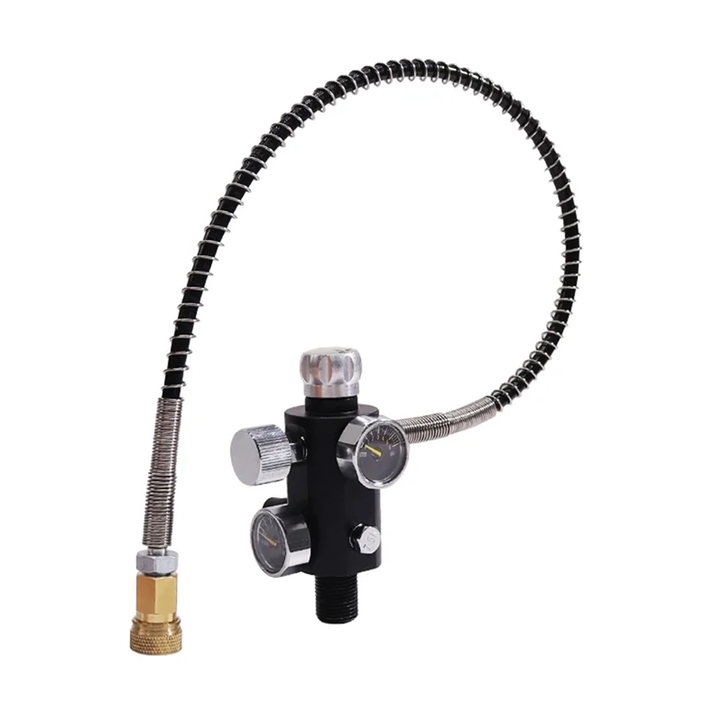 A02F-Valve Scuba Adapter With Gauge Tank Filling Station Refill For Air Tank Bottle Cylinder Diving Kit Qme As Shown NONE