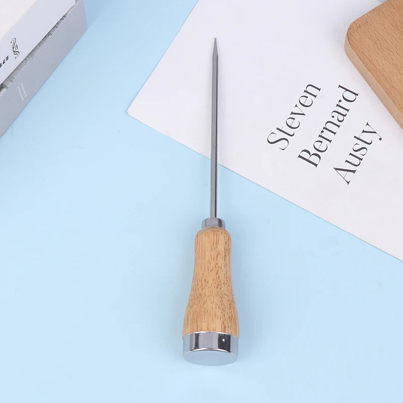 Ice Pick Icing Breaker Wooden Handle Stainless Steel Punch Crusher Qme