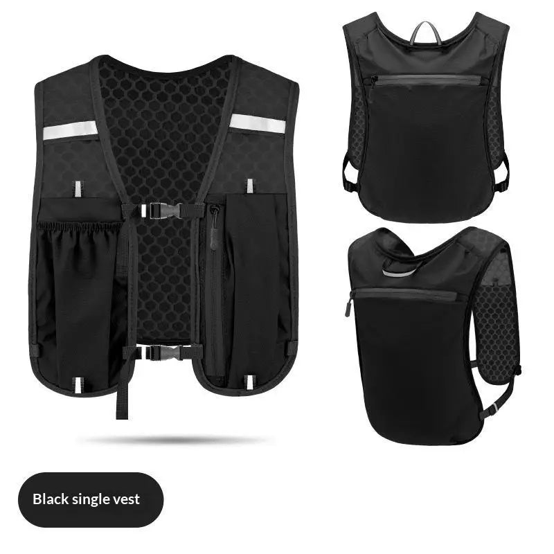 Running Water Bottle Storage Vest Lightweight Reflective Hydration Qme Black