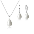 925 Sterling Silver Color Pearl Pendant Necklace Loop Hoop Earrings White Teardrop Women Girls Wedding Party Nice Gifts Qme Default Title