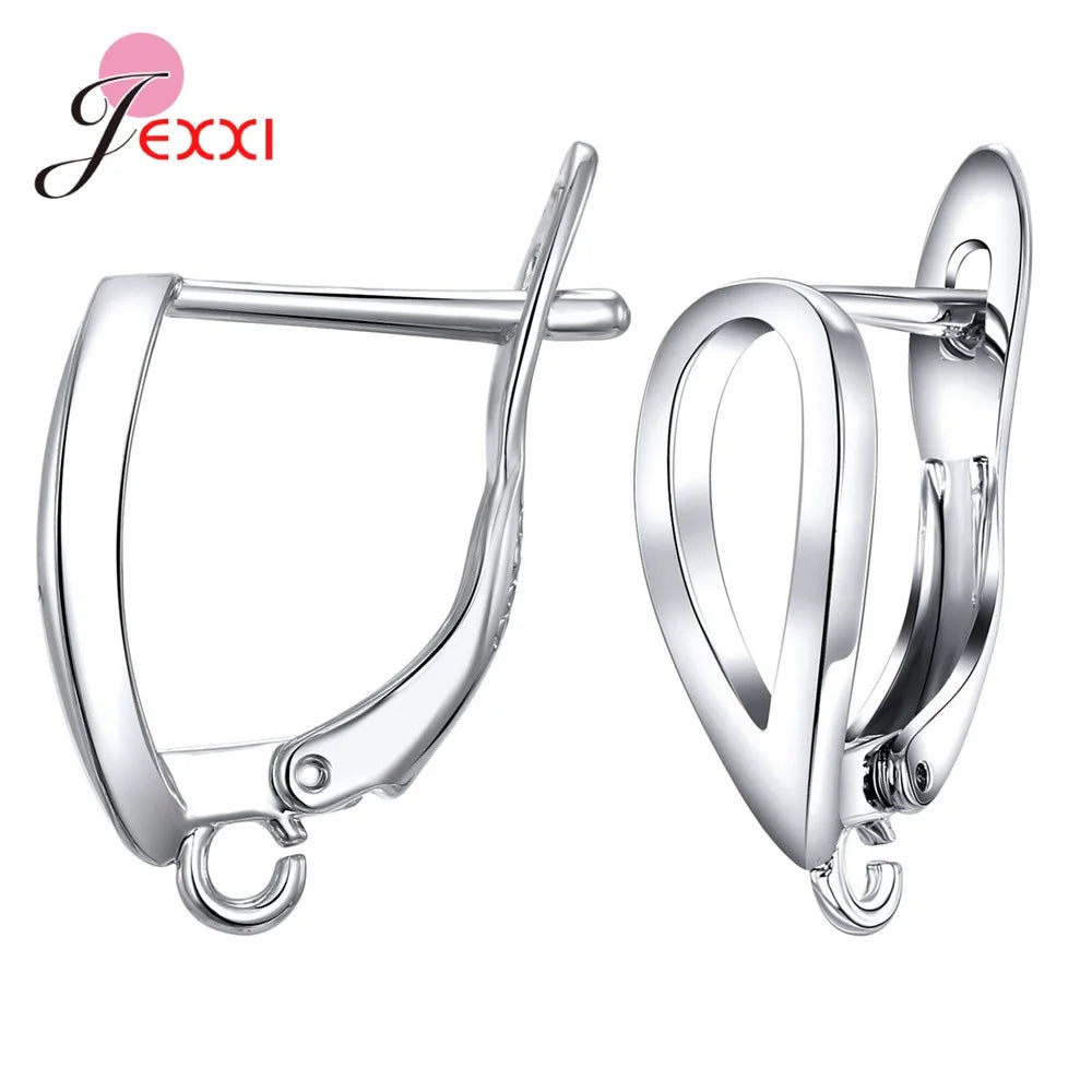 Genuine 925 Sterling Silver Color Earrings Findings For DIY Jewelry Accessory High Quality Women Girls Jewelry Component Qme F