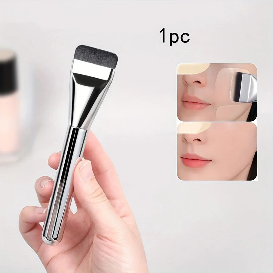 Foundation Brush Korean Makeup Brush Ultra-Thin One-Line Mask Brush Primer Concealer Blending Foundation Cream Makeup Brushes Qme 1Pc Silver