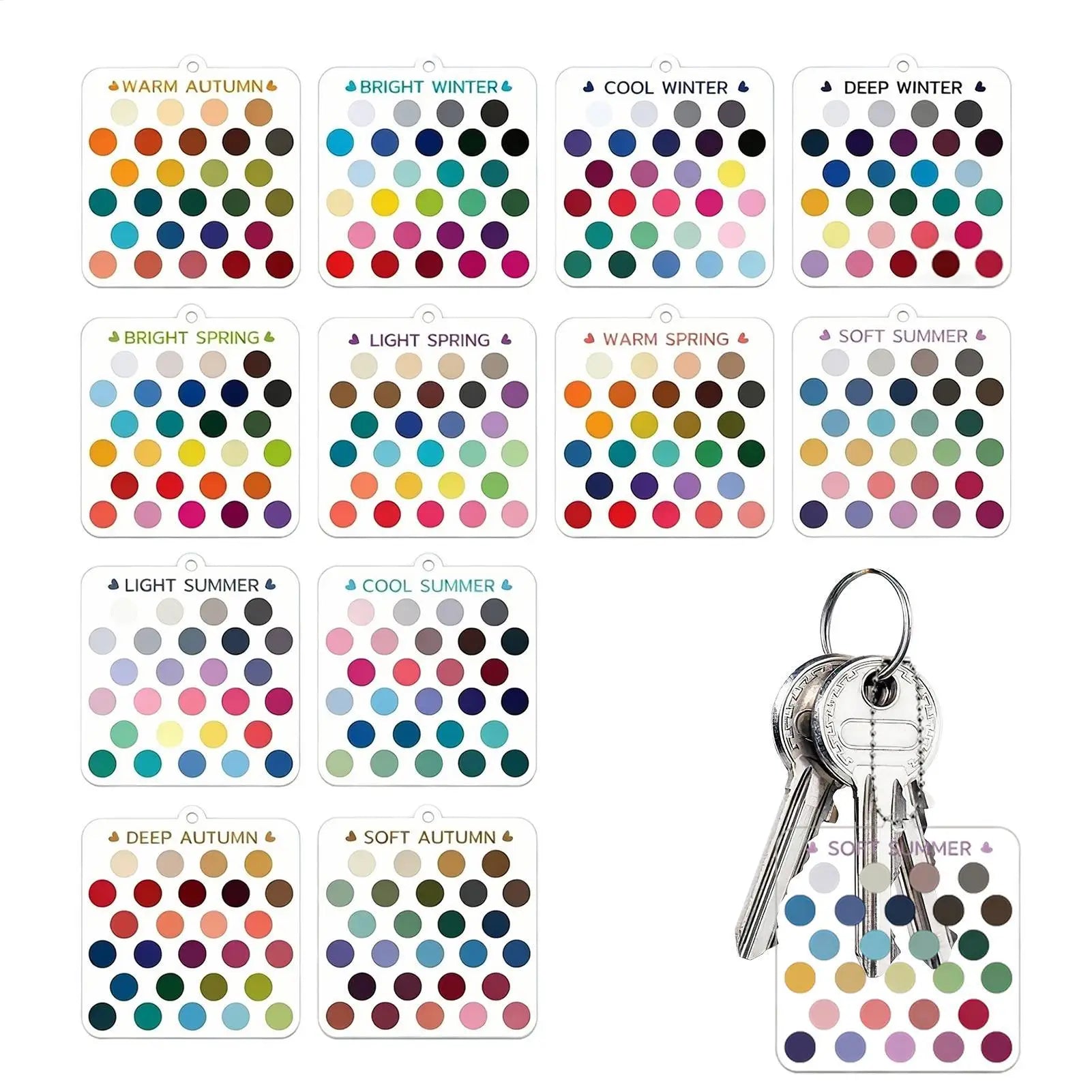 Seasonal Color Selection Cards 12 Piece Seasonal Clear Acrylic Season Color Analysis Template Cards for Clothing Outfits Makeup Qme