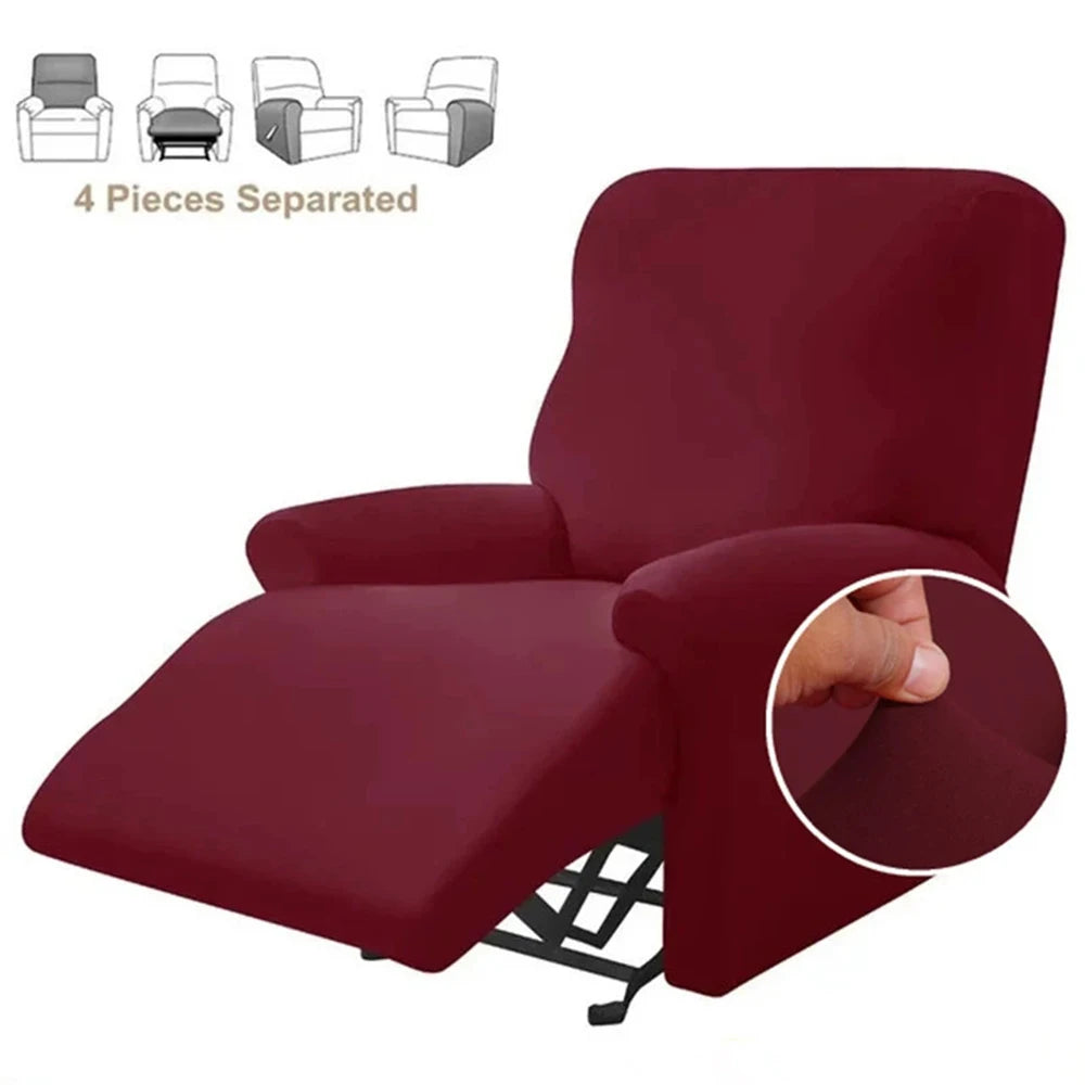 Minimalist Style Milk Silk Chair Cover, Fully Wrapped Elastic High-End Sofa Cover, Sofa Cover, Single Recliner, Massage Chair Qme Burgundy