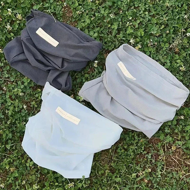Ice Silk Sunscreen Mask For Men Women Outdoor Cycling Face Cover Solid Color Neck Wrap UV Protection Ear Bandana Scarf Summer Qme