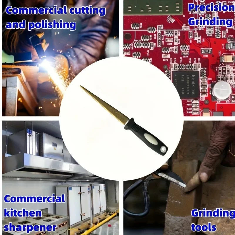 Easy-Grip Dual-Sided Diamond Sharpening Stone for Scissors & Knives - Versatile, No-Assembly Required, Non-Slip Handle Qme