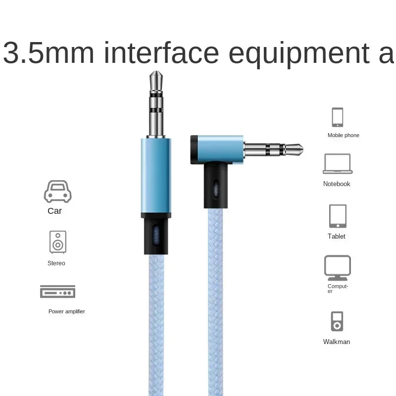 10PCS 3.5mm Cable Audio AUX Car Elbow Mobile Phone PC Hardware & Adapters Qme