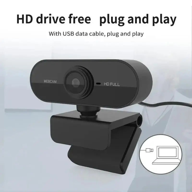 USB Webcam Desktop Built-in Mic Plug Play 360 Rotatable Work Home Qme