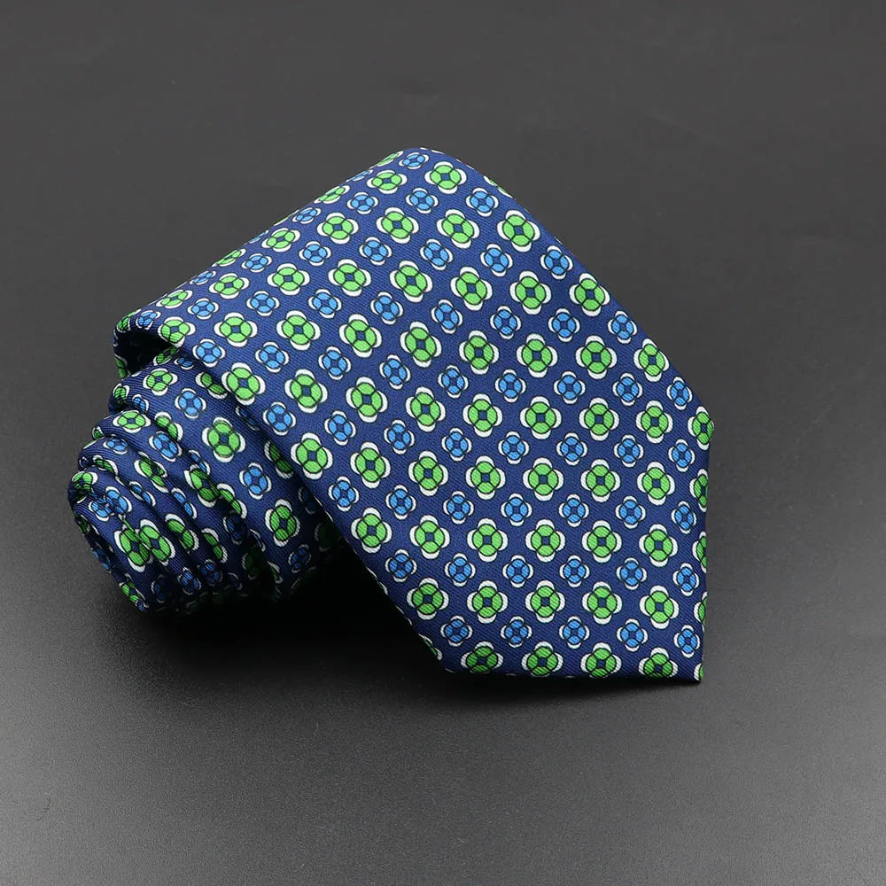 Men's Fashion Silk Tie Soft Novelty Necktie Blue Green Orange Ties Qme 48