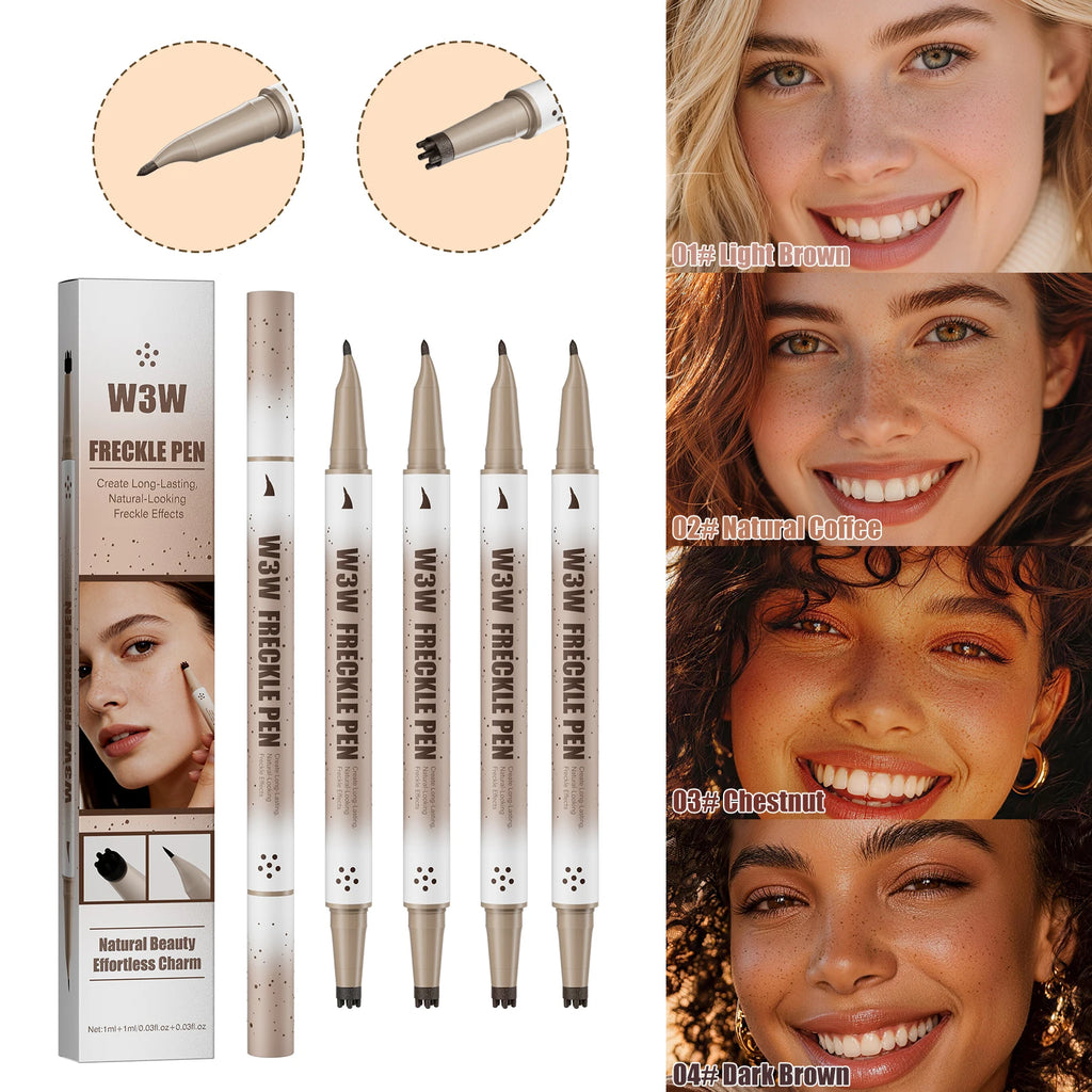 Waterproof Freckle Stamp Pen, Natural Lifelike Fake Freckle Pen, Long-Lasting Quick-Drying Smudge-Proof Makeup Pen Qme