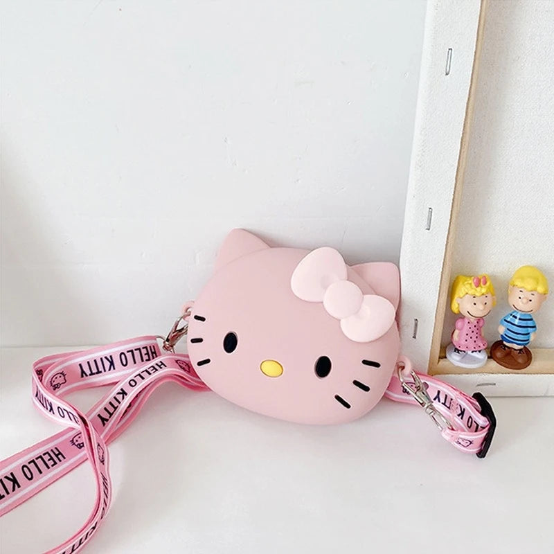 Hello Kitty Cartoon Coin Purse Cute, Instagram-Style Fashion Bags for Students Silicone Crossbody Bag Qme