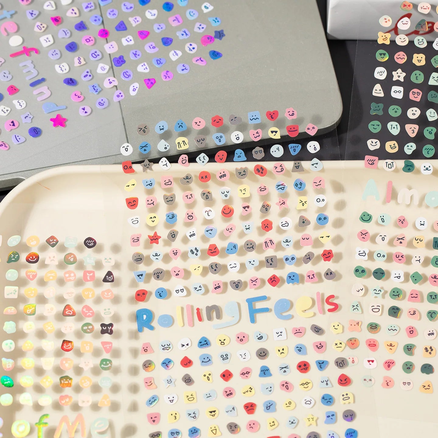 8 Sheets/4 Pack Cute Mini Emotion Emoji Stickers, Nail Stickers for DIY Scrapbooking, Photo Frame Collage Material Decoration Qme