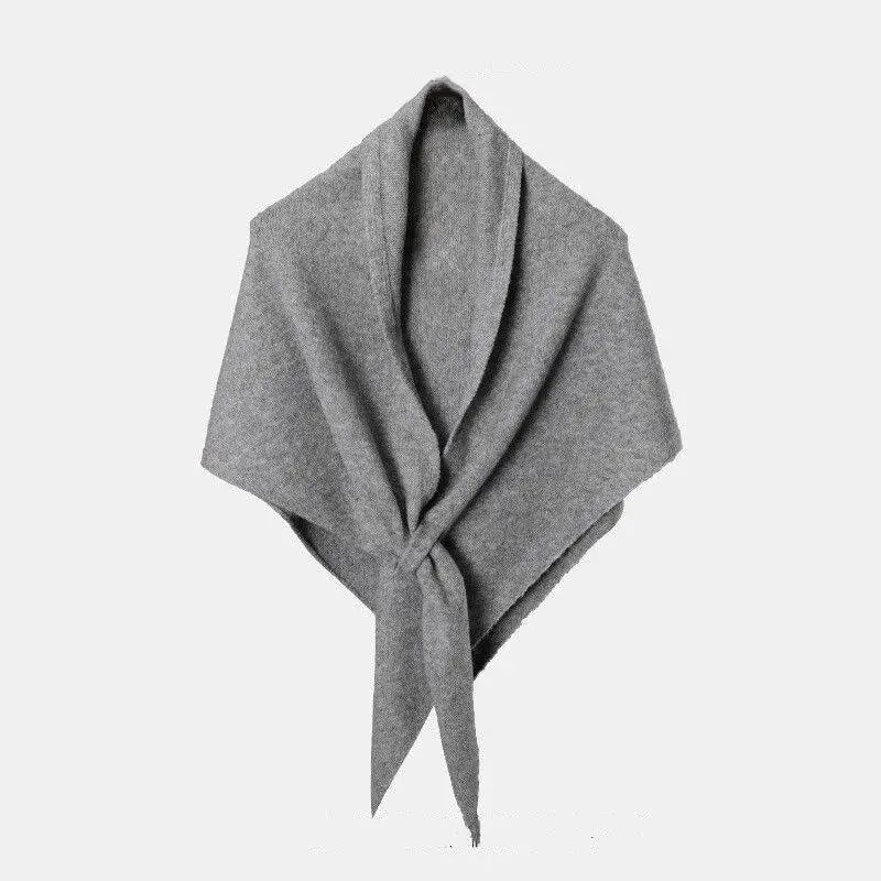 Winter Women Shawl Wraps Cardigan Cape Wool Blend Triangle Scarf Qme Light gray