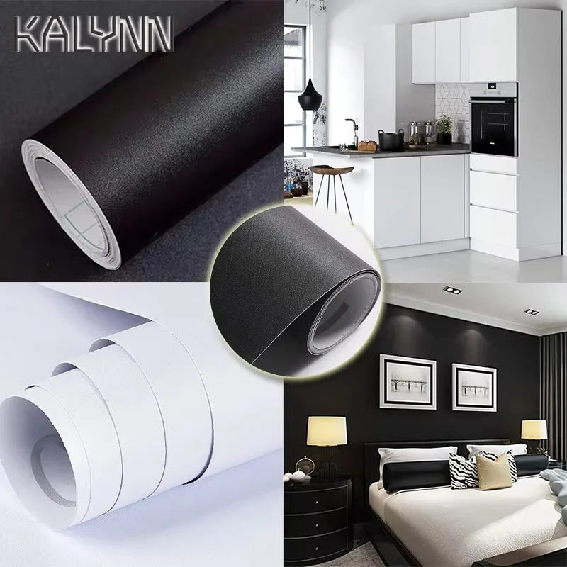Solid Waterpoof Matte Wallpaper White Vinyl Self-adhesive Stickers Qme