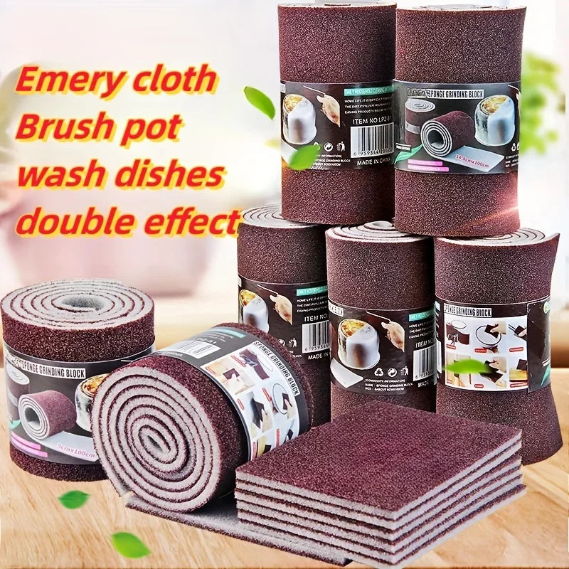 1 Roll, Emery Sponge Wipe, Pot Bottom Cleaning Descaling Sponge, Pot Sponge Brush, Iron Rust Removal Sponge, Cleaning Tool Qme