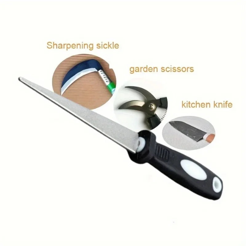 Easy-Grip Dual-Sided Diamond Sharpening Stone for Scissors & Knives - Versatile, No-Assembly Required, Non-Slip Handle Qme