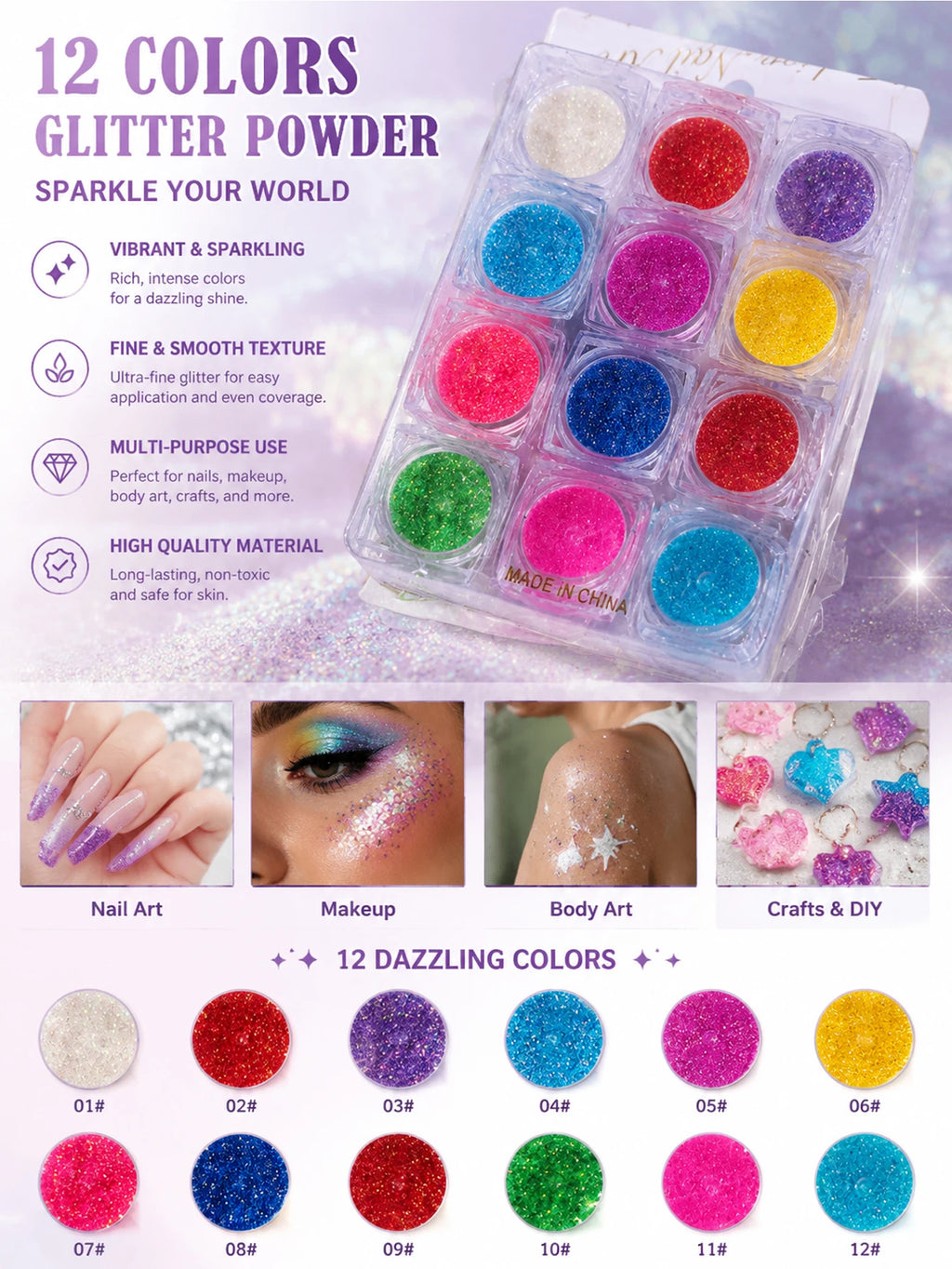 3 Rhinestone Nail Art White Colored Laser DIY Artistic Charming Qme 02