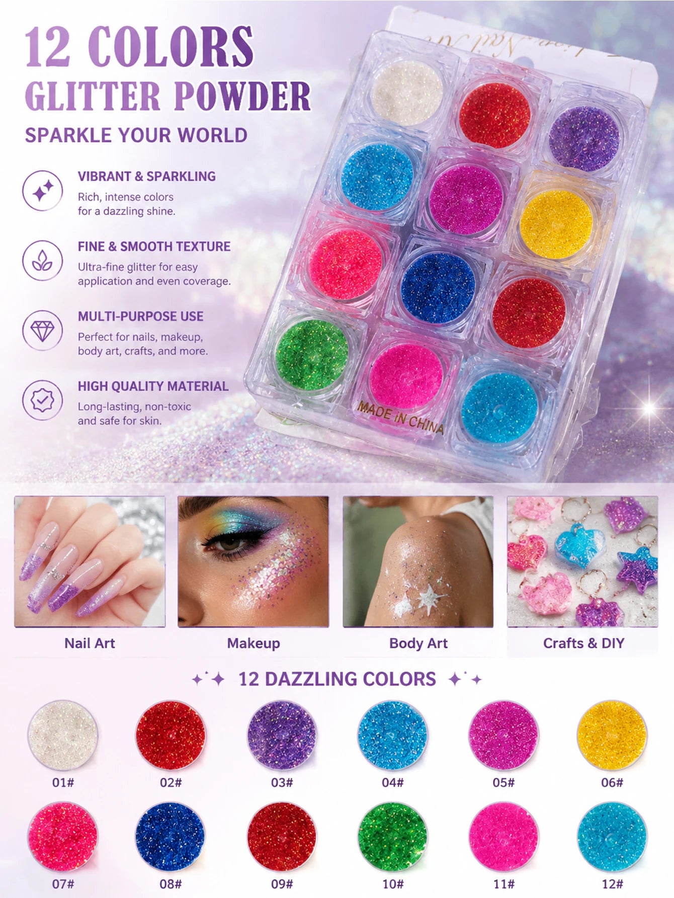 3 Rhinestone Nail Art White Colored Laser DIY Artistic Charming Qme 02