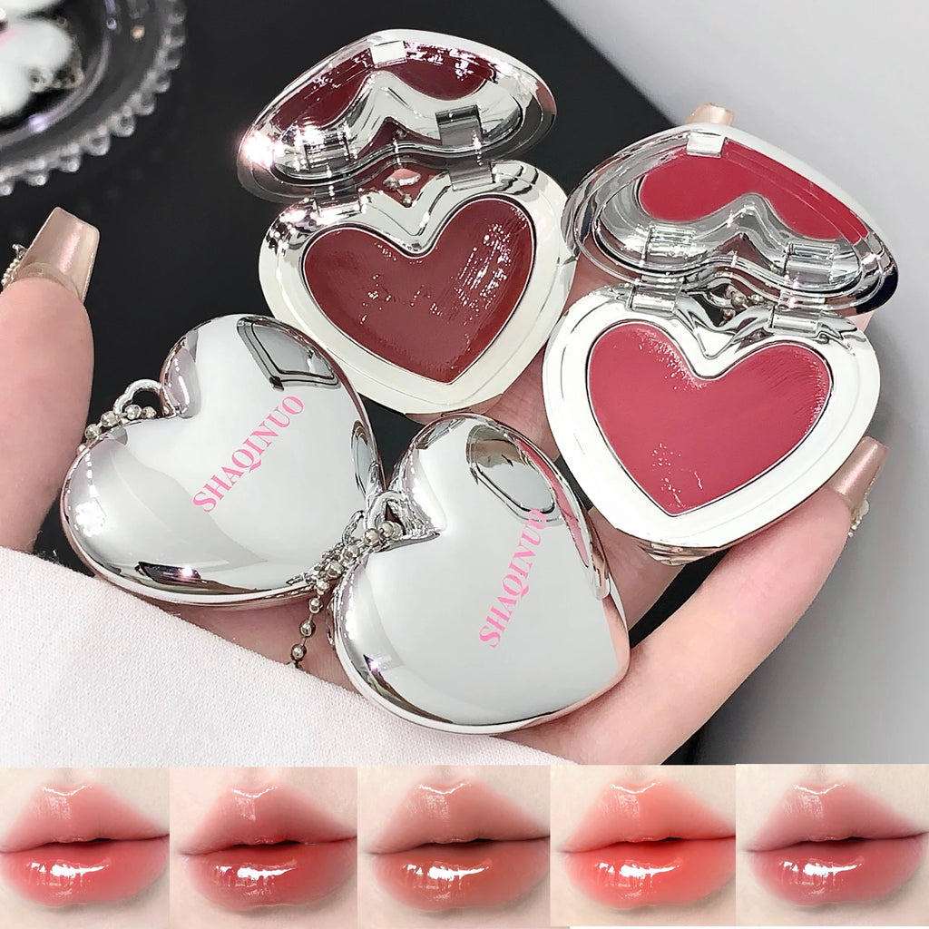 SHAQINUO Heart Shape Water Light Lip Llaze Mirror Pendant Lipstick Qme
