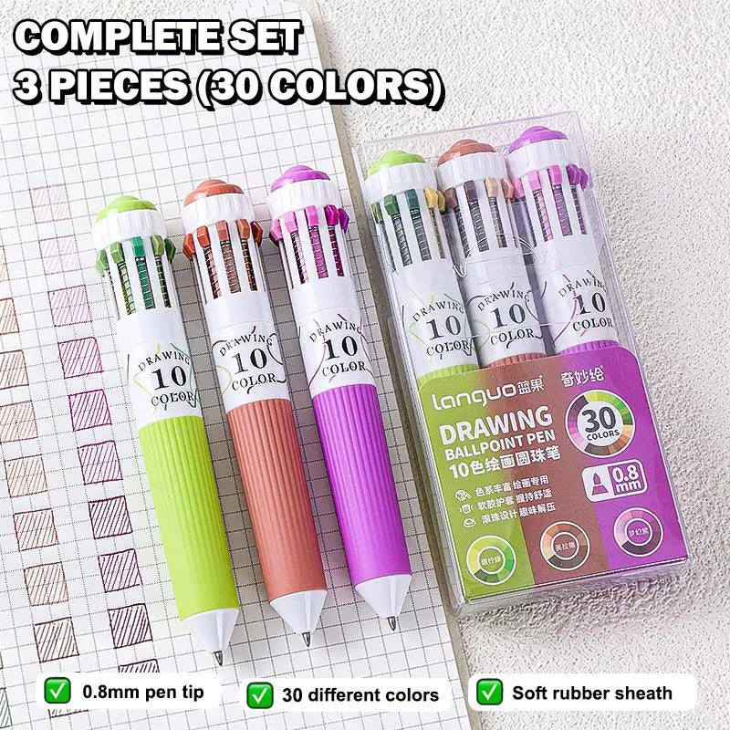 Retractable Multicolor 1 Ballpoint Pen Tip 3 6 Art Student Drawing Qme O