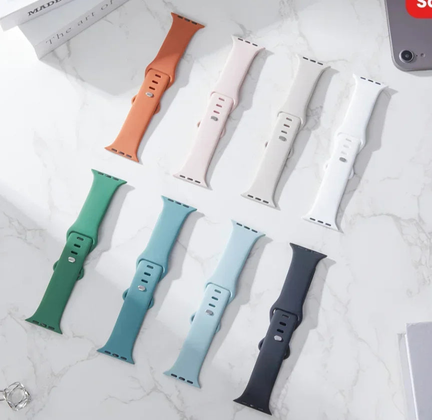 Silicone Band for Apple Watch 10 9 8 7 6 5 4 3 SE Strap for IWatch Ultra 2 49mm 45mm 41mm 40mm 44mm 38mm 42mm 46mm Qme