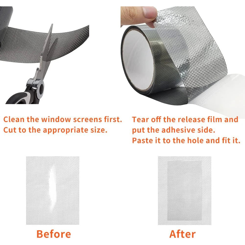 2M Door Window Screen Repair Tape 5cm Width Super Strong Adhesive Waterproof Fiberglass Instantly Covering Mesh Hole Tears Tape Qme