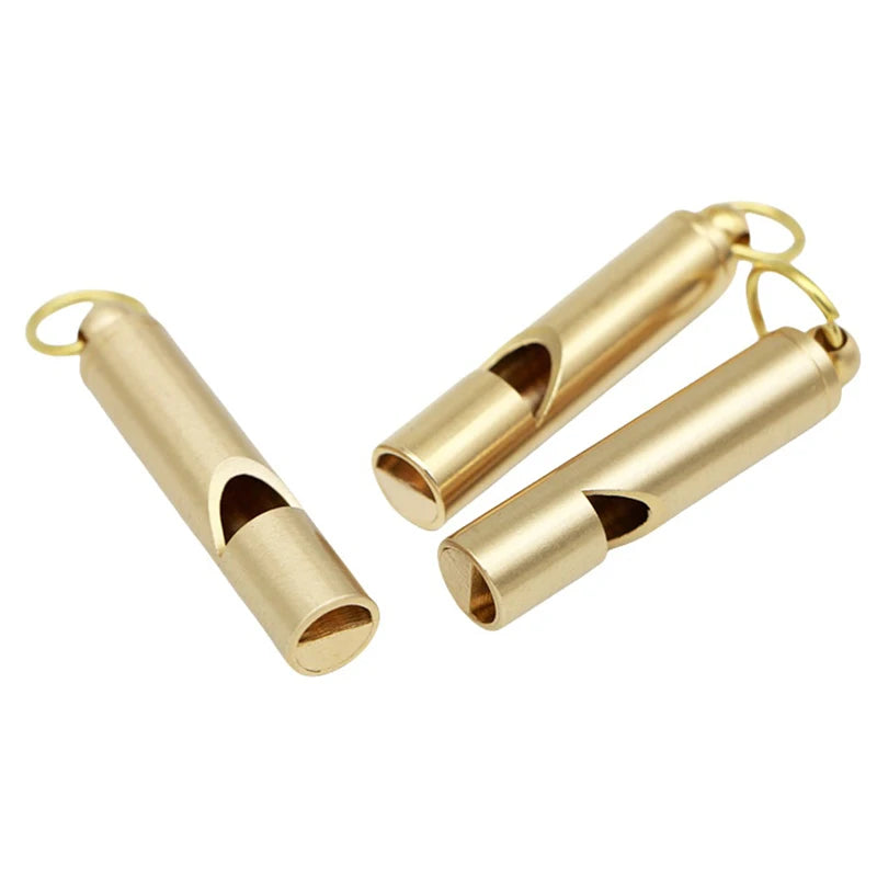 Brass Whistle Decibel Portable Outdoor Hiking Camping Life-saving Qme