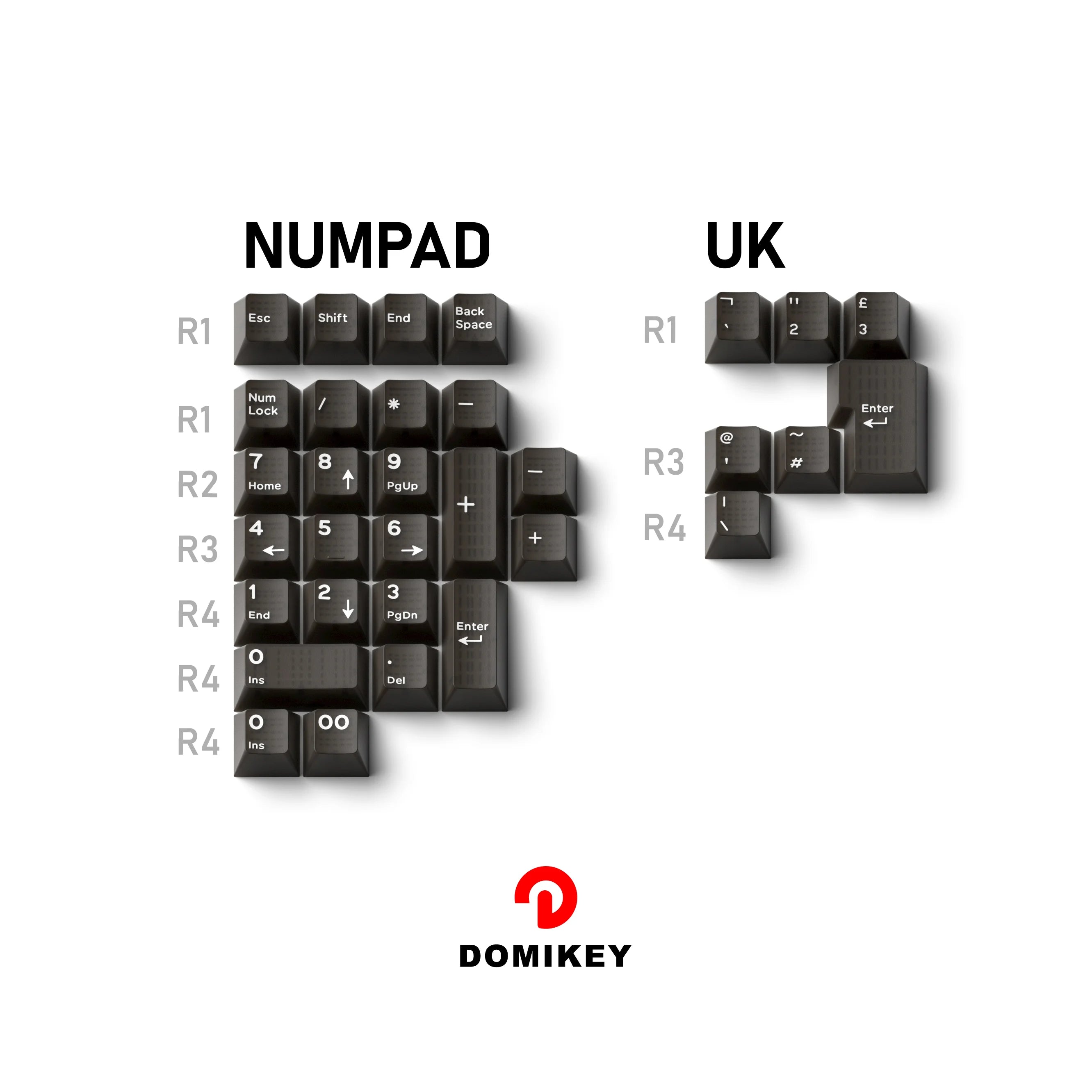 Domikey Obsidian Mechanical Keyboard WOB Cherry Profile ABS Keycaps Black White Triple Double Japanese Black Translucent Keycaps Qme NUMPAD UK