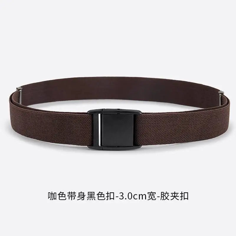 Women's Elastic Waist Belt High-end Stretchy Jeans Lazy Girl Cincher Qme Brown
