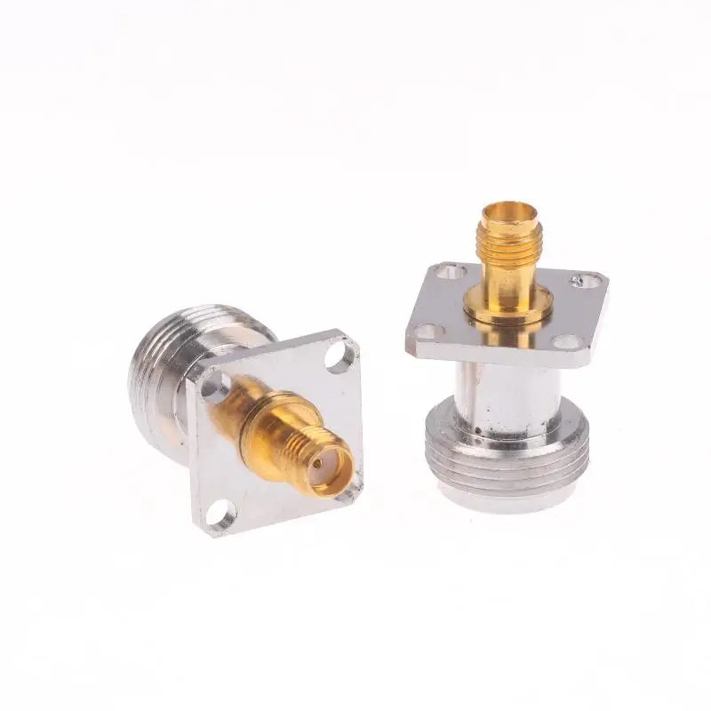 N Female Jack SMA RF Coax Adapter Convertor 4-Hole Panel Zinc Alloy Qme