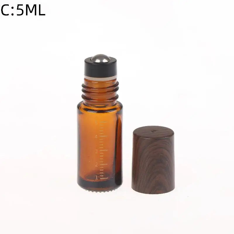 Glass Roll Bottles Plastic Wood Grain Cap Sample Roller Ball Vials Qme 5ML C