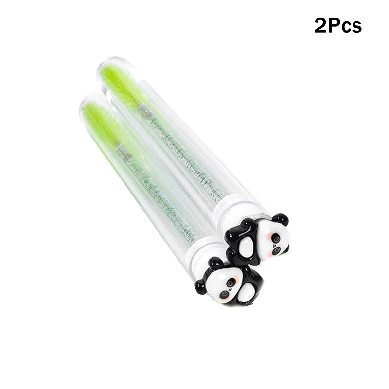 1 2 Cute Panda Bamboo Eyelash Brush Tubes Crystal Lash Mascara Wands Qme 2Pcs
