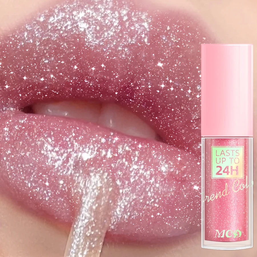 18 Colors Glitter Lip Glaze Long Lasting Gloss Waterproof Liquid Qme