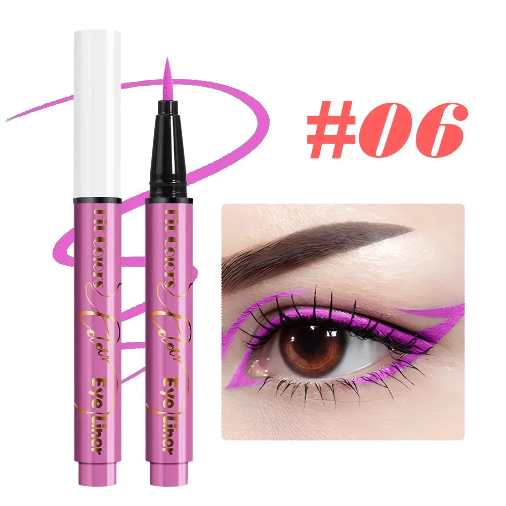12Colors Liquid Eyeliner Neon Colored Halloween Liner Eyeliner Pen Waterproof UV Blacklight Fluorescent Face Body Paint Makeup Qme 06