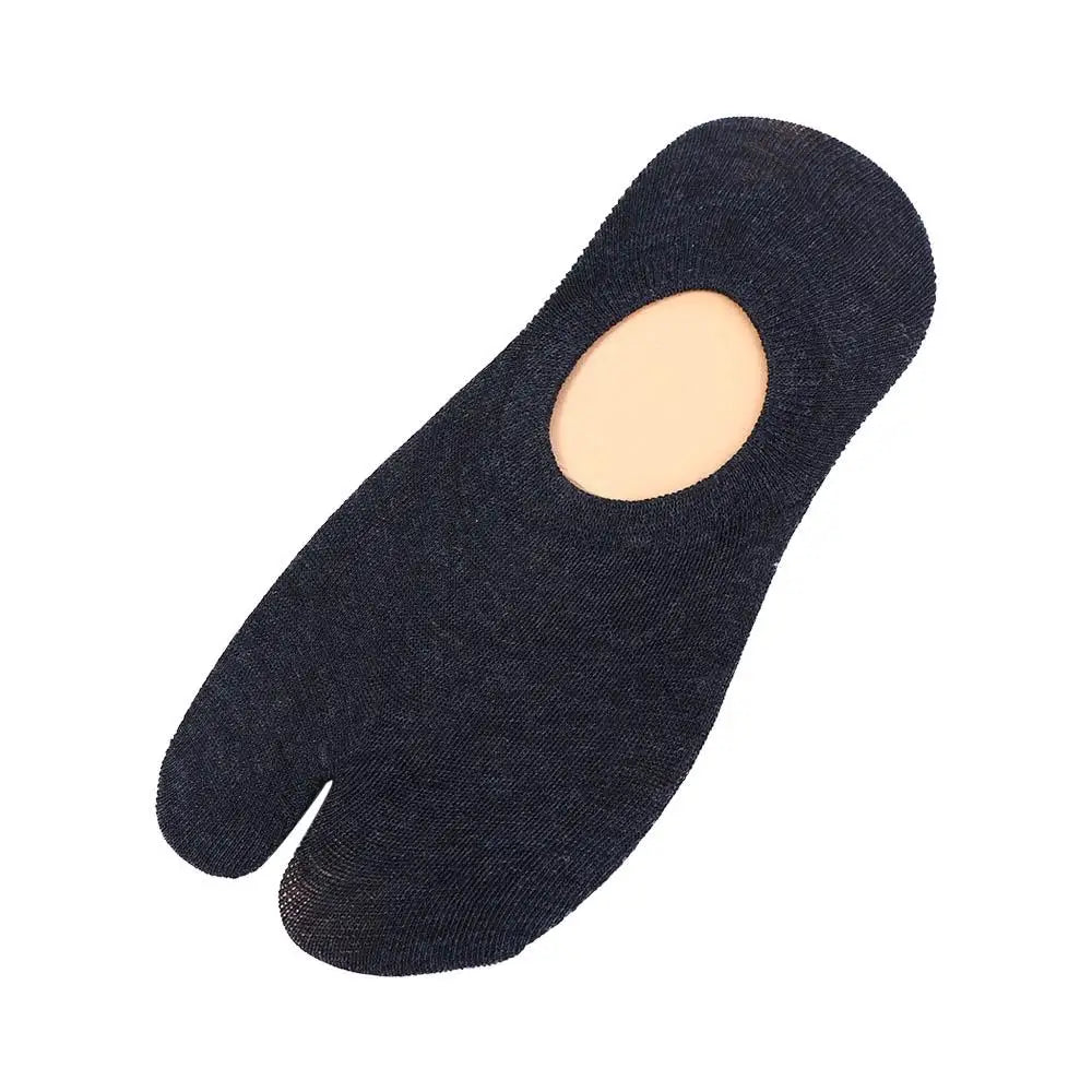 Simple Soft Japanese Women Summer Men Split Toe Socks Short Tube Two Qme dark grey One Size