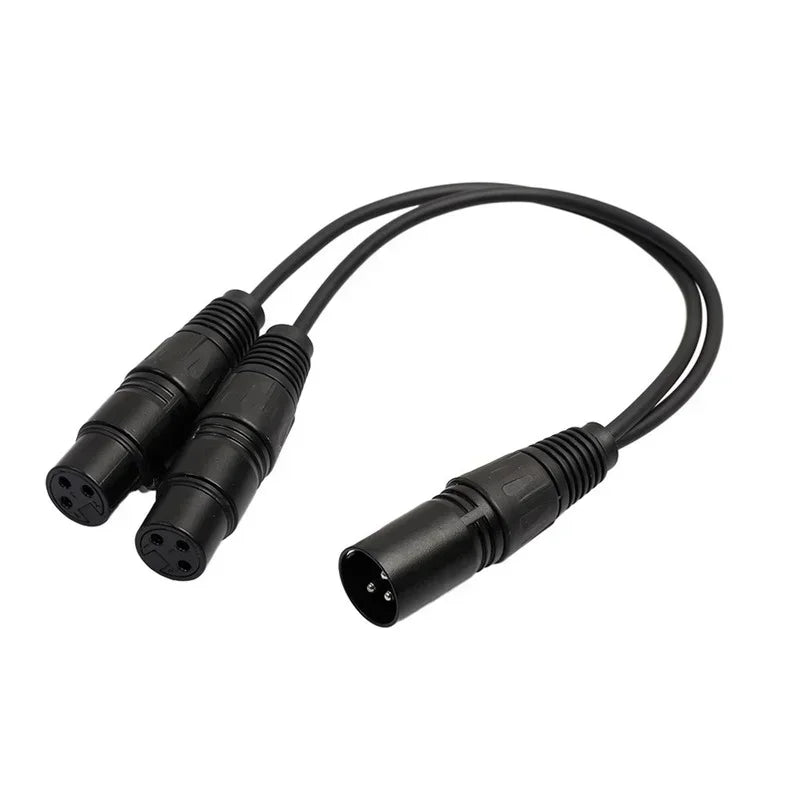 Audio Y Splitter Cord Line for Mixer Recorder, 3Pin XLR 1 Male To 2 Female Audio Extension Cable Qme