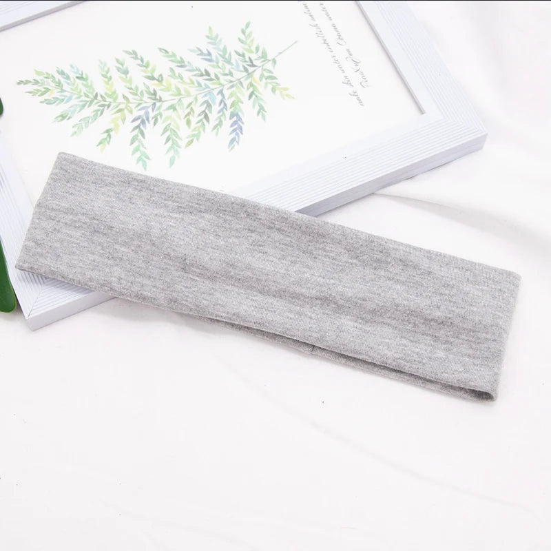 Elastic Cotton Hairband Fashion Headbands Women Men Solid Running Qme Light Grey
