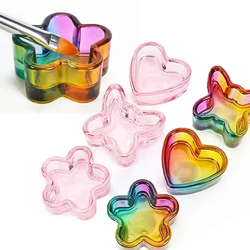Acrylic Powder Liquid Crystal Glass Cup Aurora Colorful Cup Nail Brush Washing Mug Nail Art Tools Liquid Powders for Mixing Bowl Qme