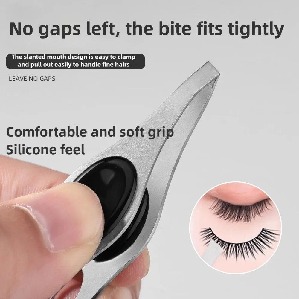 1pc Portable Stainless Steel Led Make Up LED Light Eyelash Eyebrow Clip Tweezer Set Smart Design Hair Remove Tweezer Makeup Tool Qme
